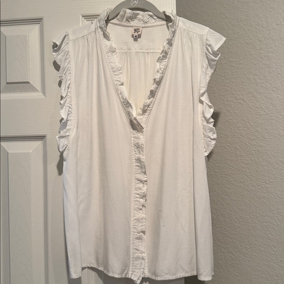White Ruffled Blouse - Picture 1 of 2
